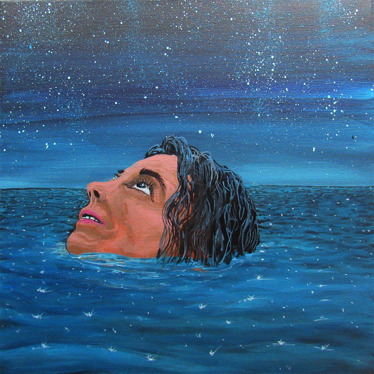 Abstract Acrylic Painting By William F. Adams, 14 X 14", Keep My Eyes Above The Waves, Oh Lord!, Original Artwork