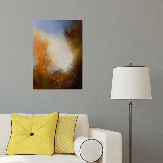 In the Beginning III (Abstract/Expressionist oil painting on deep edge canvas 70cms X 50cms)