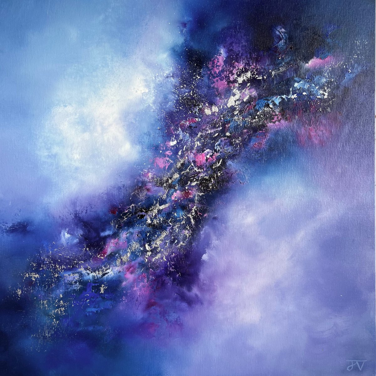 Abstract Oil Painting By Jaimie Volkaerts, 27 X 27, A Place To Reflect, Original Artwork