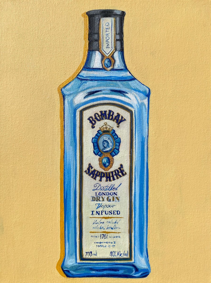 Urban And Pop Still Life Oil Painting By Kate Revill, 9 X 12", Sapphire, Original Artwork