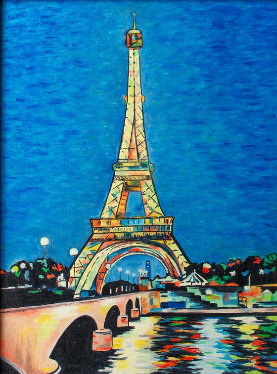 Mysterious Night Paris by Vera Melnyk - (Original oil painting, home decor, gift, wall art, art for sale, artfinder art)