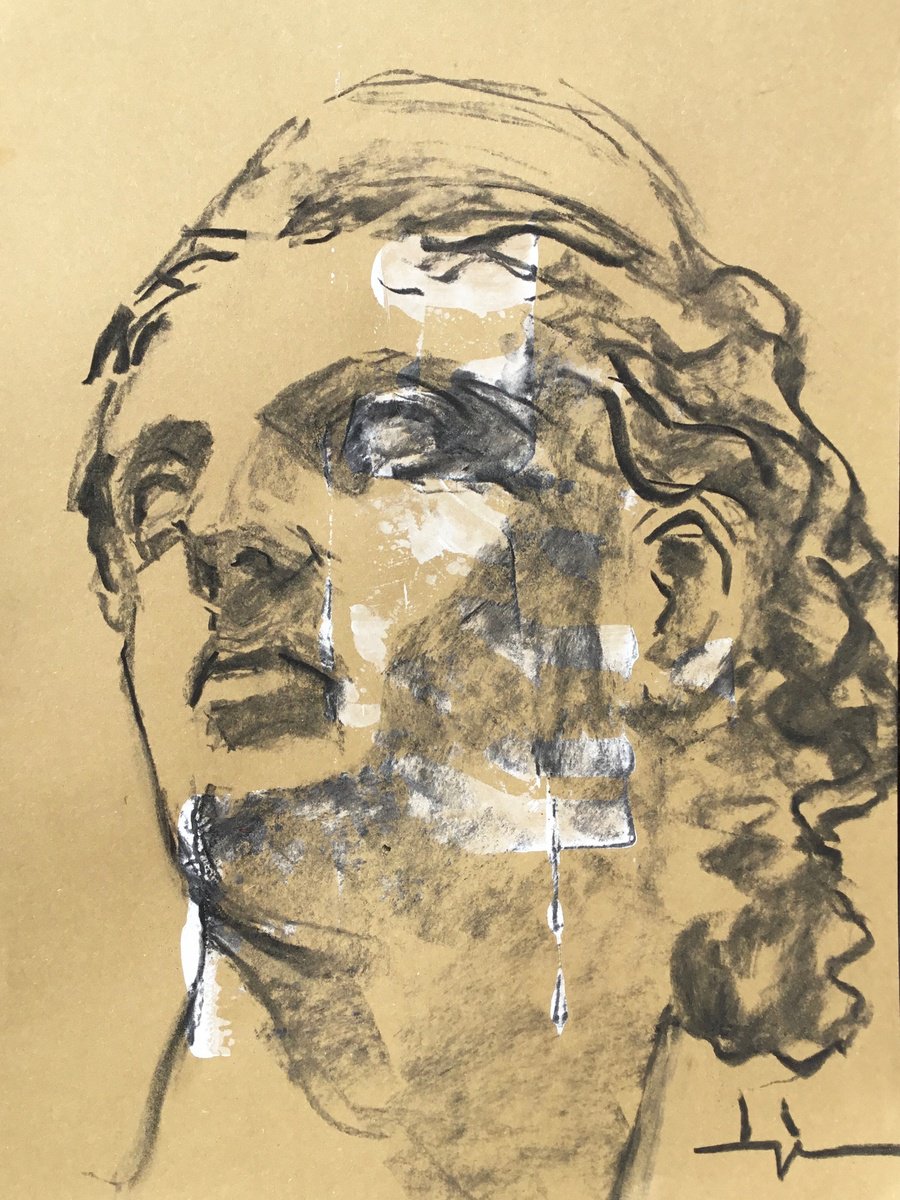 Expressive Charcoal Drawing , Greek Study By Dominique Deve, 8 X 11, Artwork For Sale On Artfinder