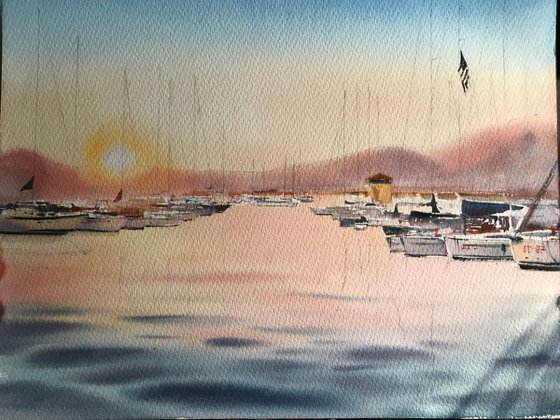 Sailing yachts at sunset 4