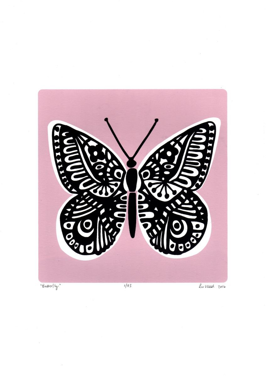 Butterfly in Powder Pink - Unframed - FREE Worldwide Delivery by Lu West