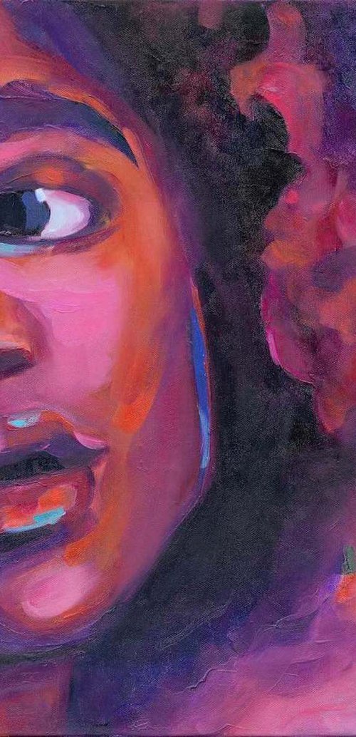 Young Black Female Face — Curious by Anna Miklashevich