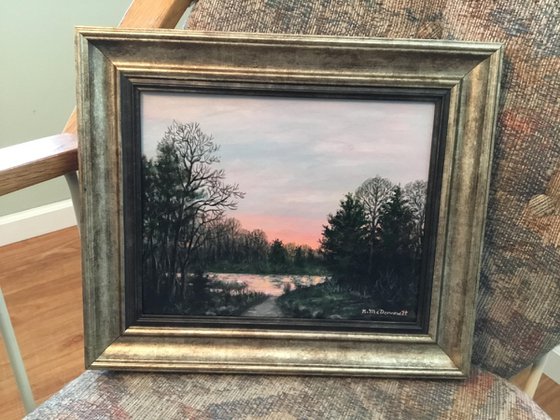 Dawn Pinks by K. McDermott - 8X10 inch varnished acrylic landscape (SOLD)