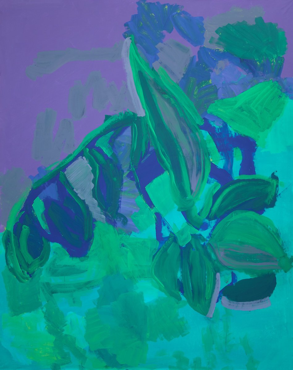 Expressive Botanical Acrylic Painting By Simon Findlay, 63 X 79", It Has Superficially Taken, Original Artwork