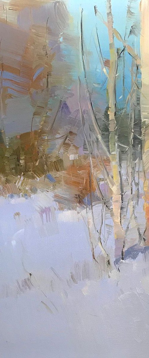 Birch Tree, Landscape oil painting, Handmade artwork by Vahe Yeremyan