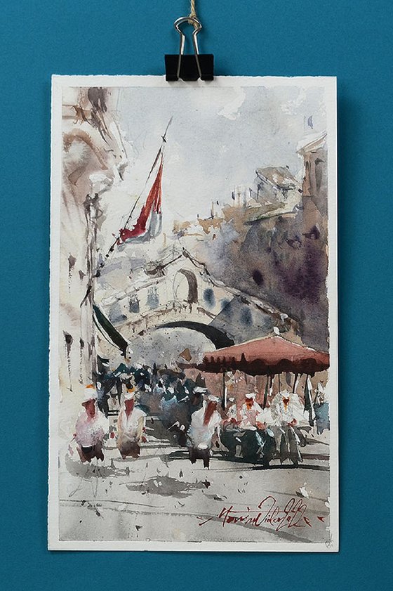 Venice, Original Watercolor On Paper.