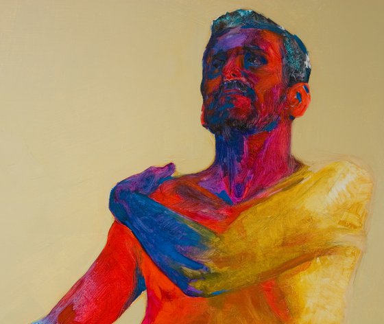 modern pop art portrait of a nude man