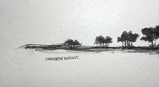 Trees in Pen and Ink - Norfolk Landscape English Countryside