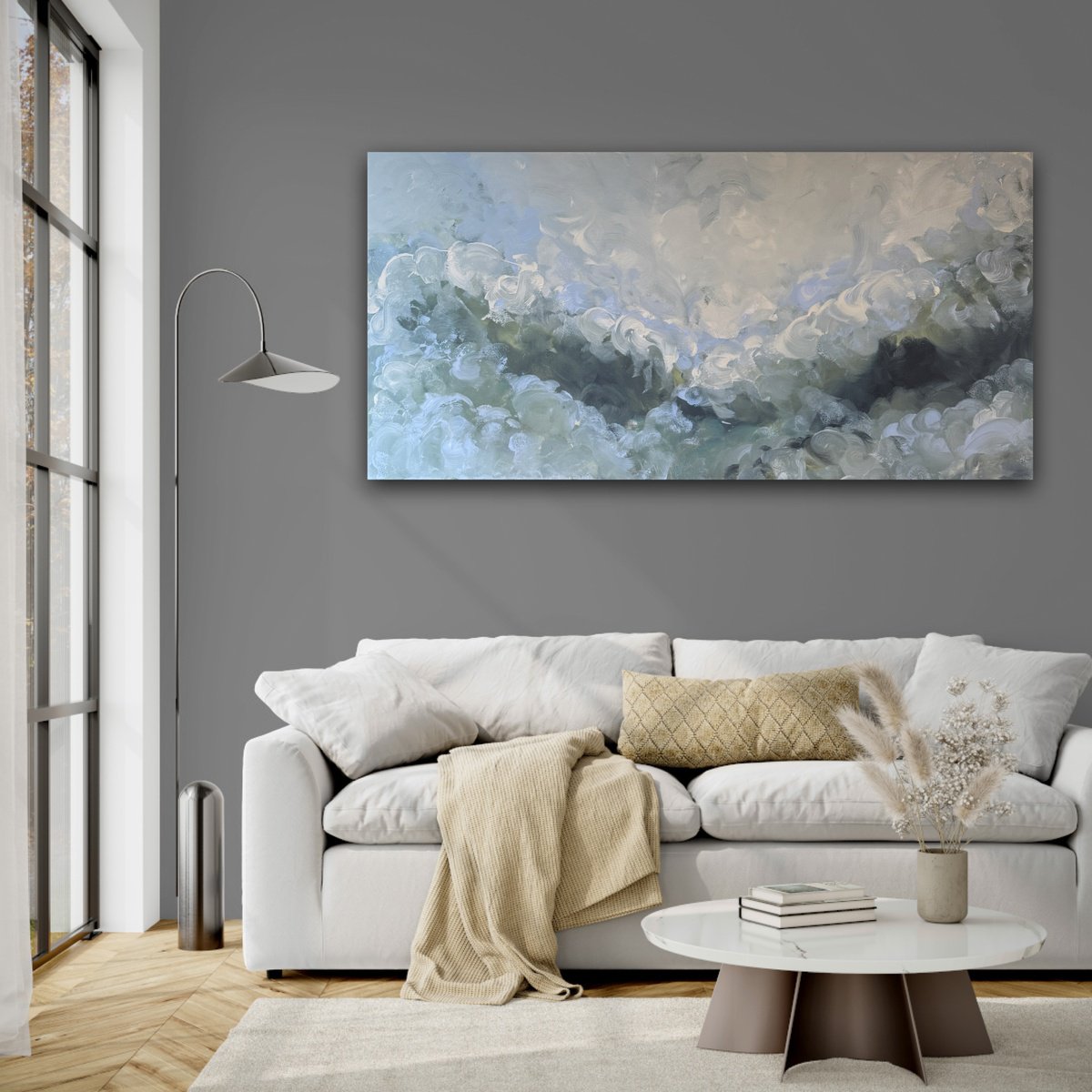 Abstract Landscape Acrylic Painting By Ivana Gigovic, 39 X 20, Echoes Of Calm, Original Artwork