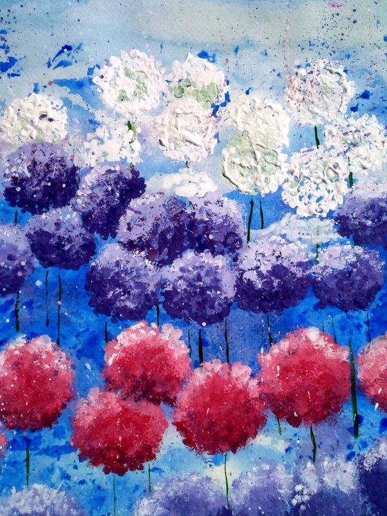 Dandelion Painting Floral Original Art Abstract Wild Flowers Home Wall Art 20 by 14 inches by Halyna Kirichenko