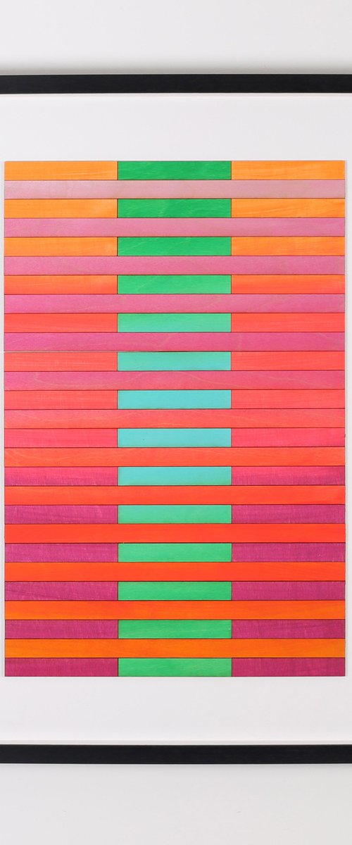 Three Panel Abstract Geometric Gradient Painting Number Eight by Amelia Coward