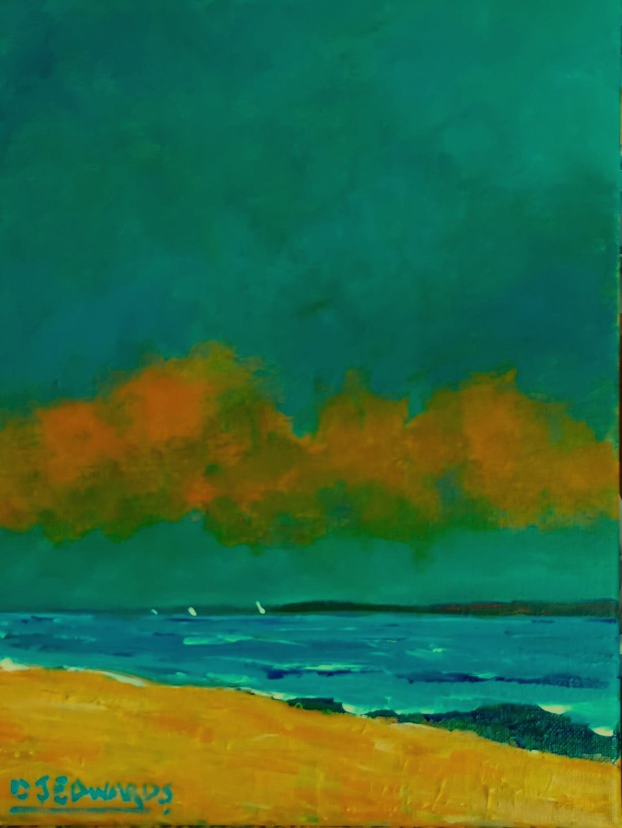 Impressionistic Landscape Acrylic Painting By David J Edwards, 9 X 12, Three