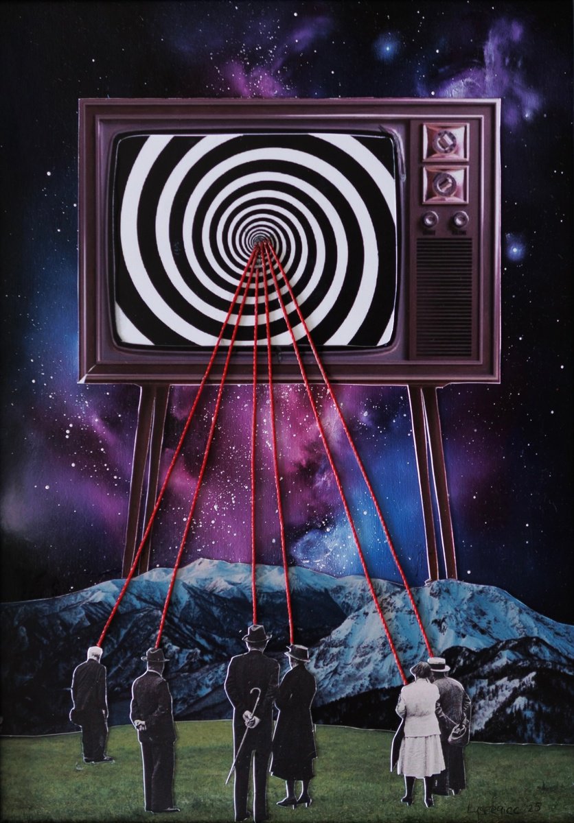 Abstract Collage By Lysergic, 8 X 12", Hypnotize, Original Artwork