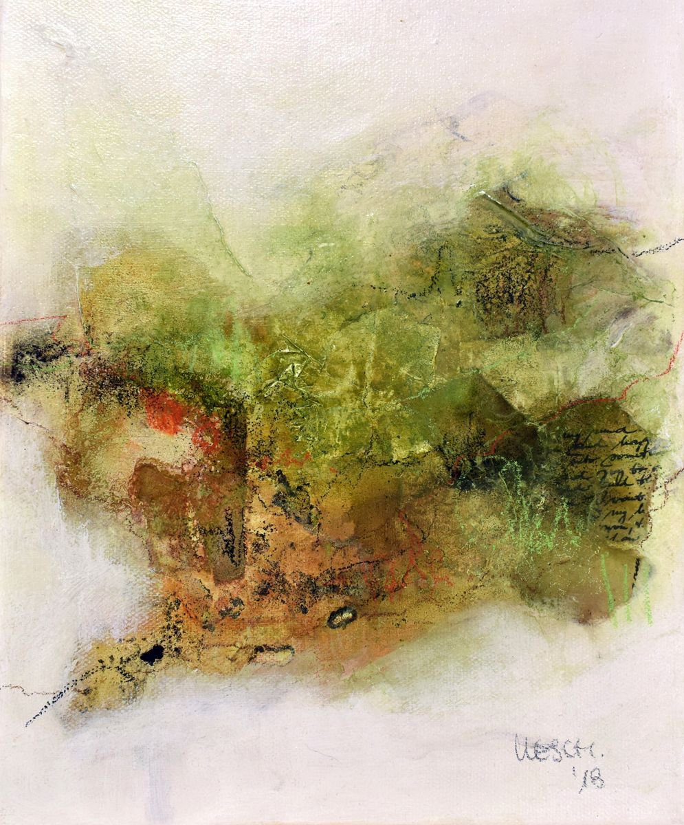 Organic Landscape Acrylic Painting By Kirsten Schankweiler, 9 X 12", Natural Poetry, Original Artwork