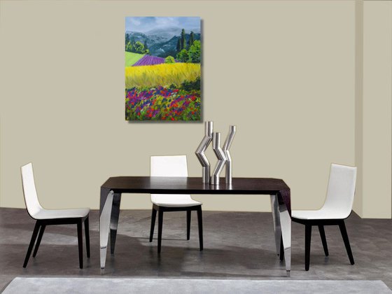 Landscape with flowers, gift for Cristina