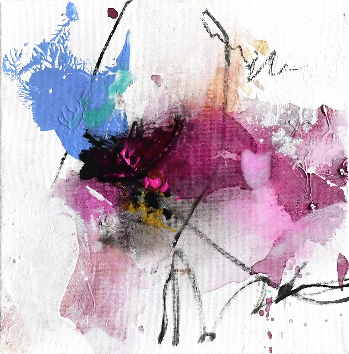 Abstract Acrylic Painting By Kirsten Handelmann, 8 X 8", Sometimes We...hit Together 2, Original Artwork