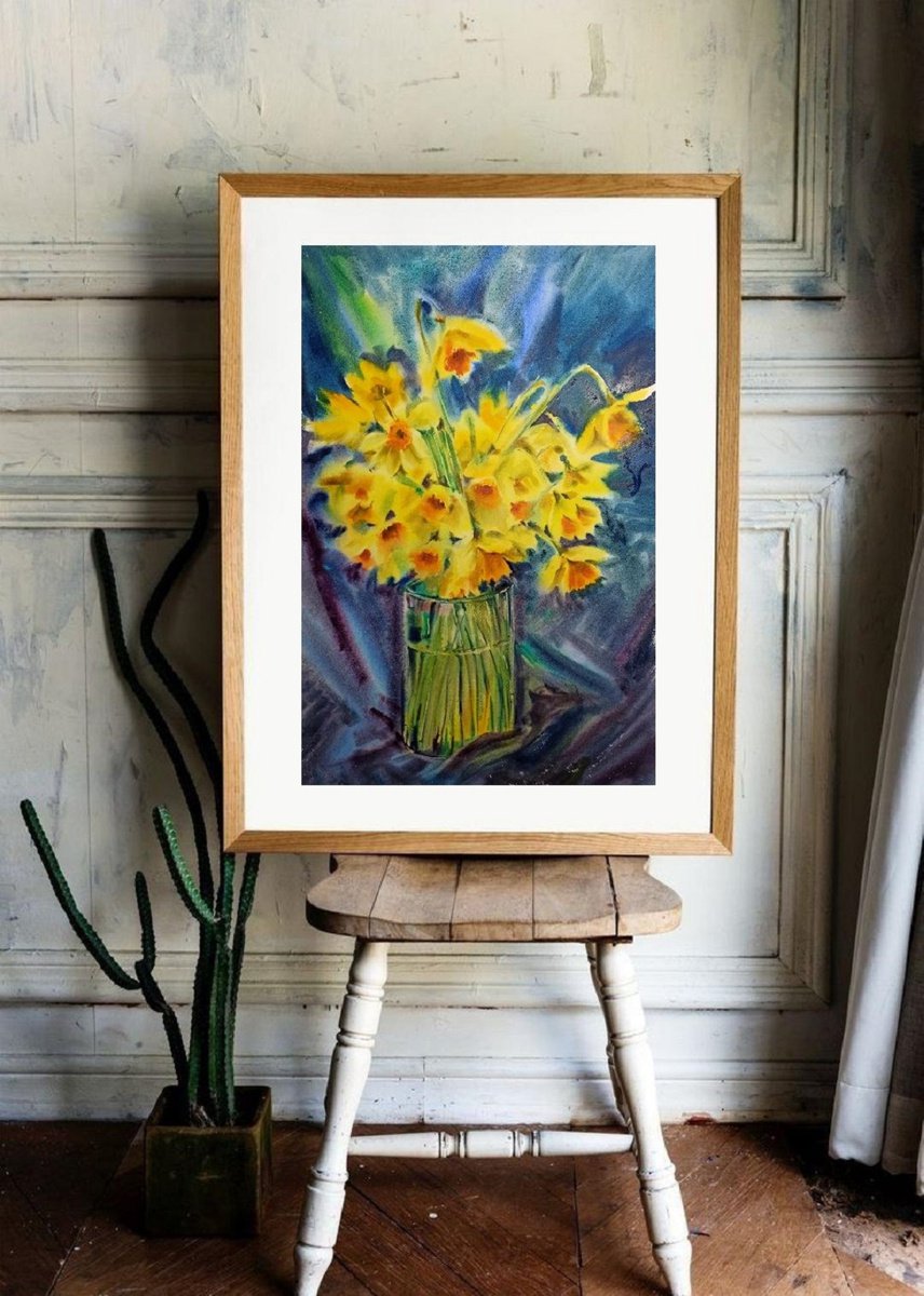 Energizing yellow daffodils by Olga Drozdova