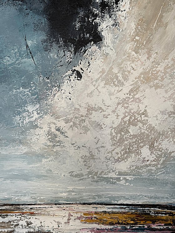 Blush Terrain – Blue Pink Abstract Landscape