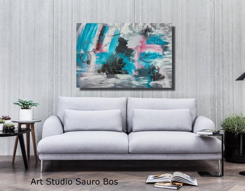large paintings for living room/extra large painting/abstract Wall Art/original painting/painting on canvas 120x80-title-c667 by Sauro Bos