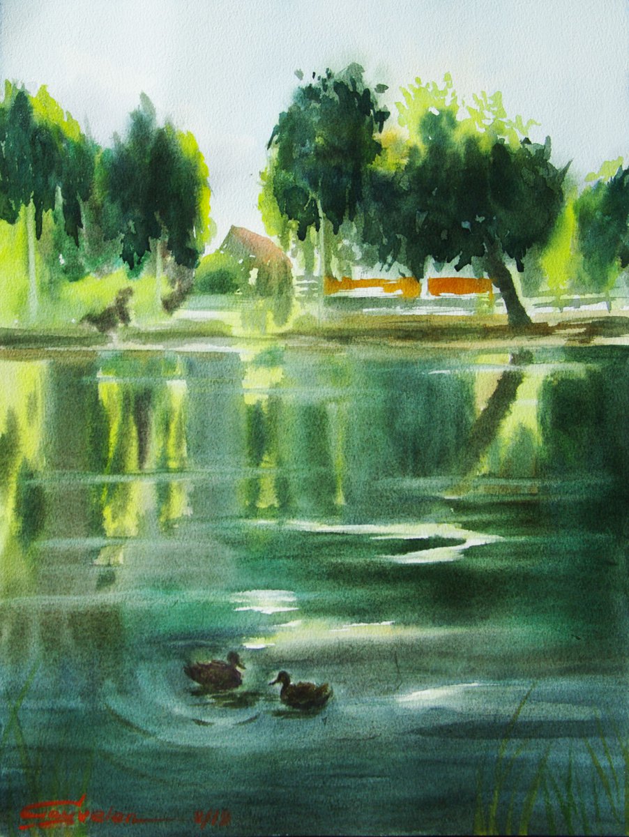 Evening pond by Elena Gaivoronskaia