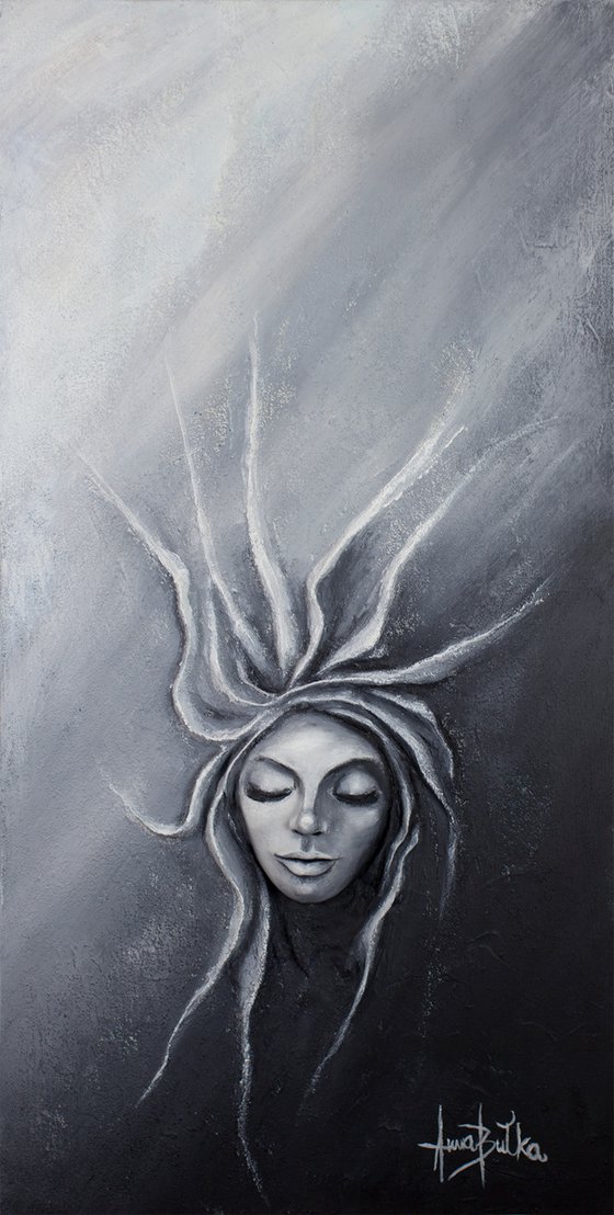 Medusa -3D Portrait Woman Relief on canvas