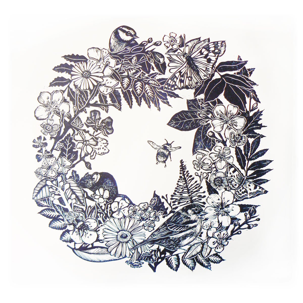 Illustrative Animal Linocut By Carolynne Coulson, 17 X 17, Eternity, Original Artwork