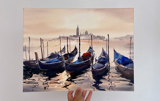 Sun-Kissed Boats of Venice