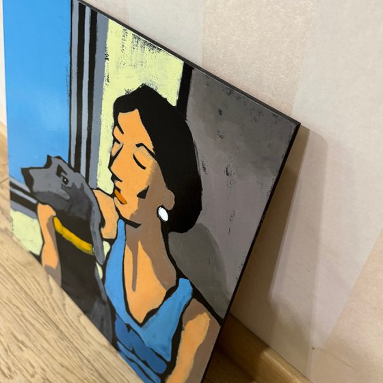 Woman with Dog in Train