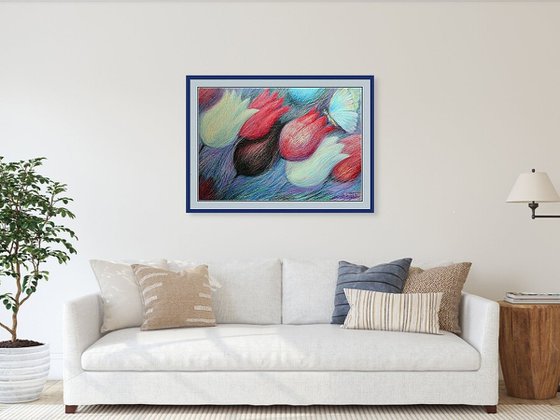 Tulips and Butterfly