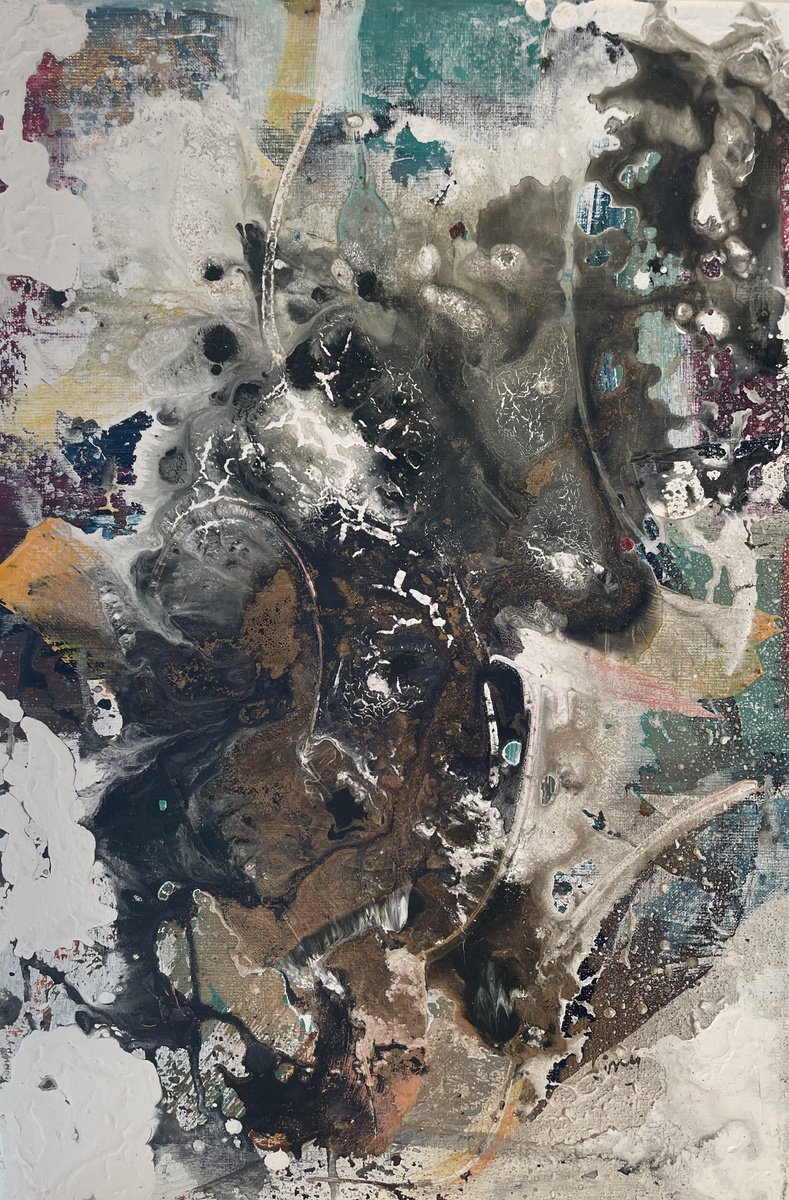 Abstract Acrylic Painting By Tiny De Bruin, 16 X 24", Greens, Original Artwork