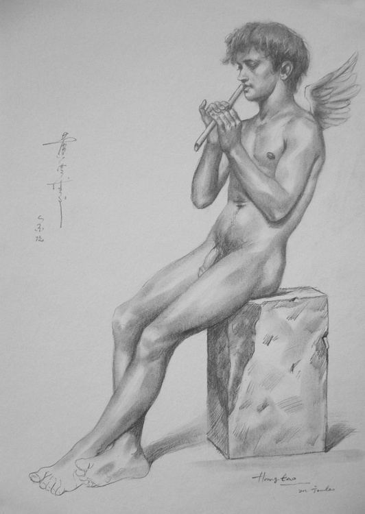 Original Art Drawing Charcoal Angel Of Male Nude Artfinder