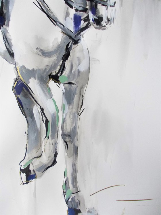 Gorgeous II -Mixed Media  Painting on Paper-Horse Painting on Paper