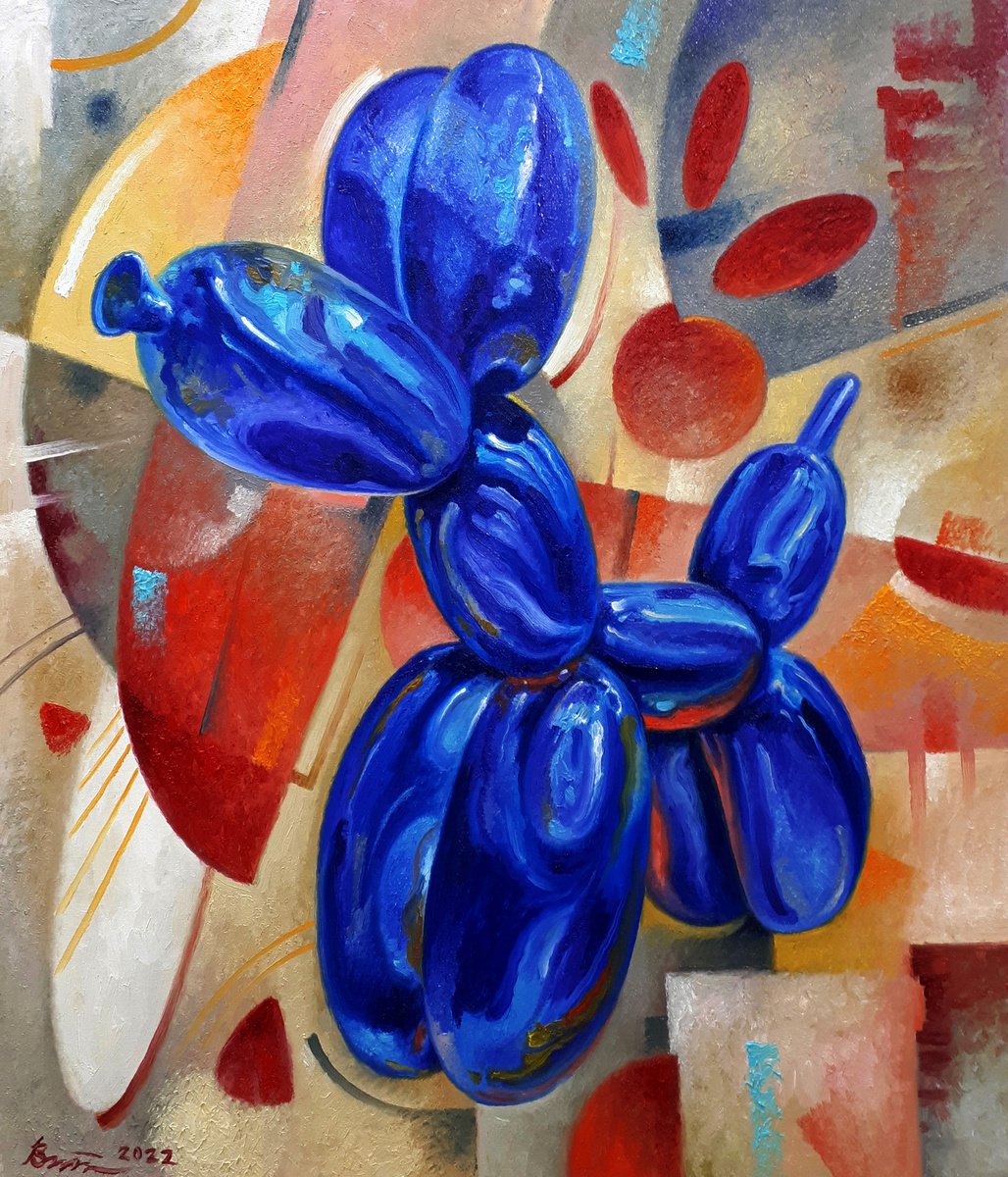 Urban And Pop Animal Oil Painting By Serhii Voichenko, 24 X 27", Hype Dog, Original Artwork