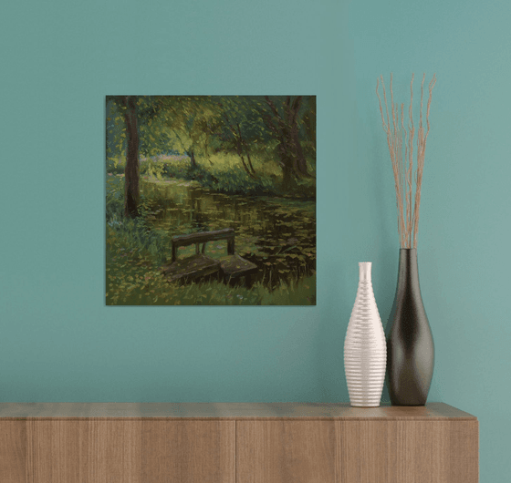 The Evening Light - sunny river summer landscape painting