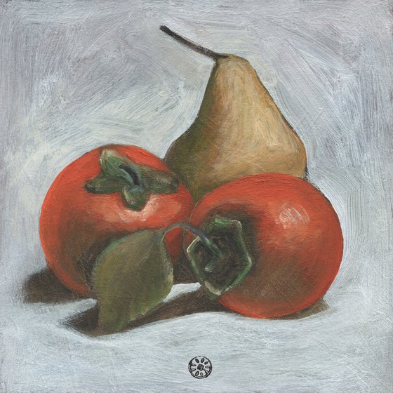 Persimmons And A pear