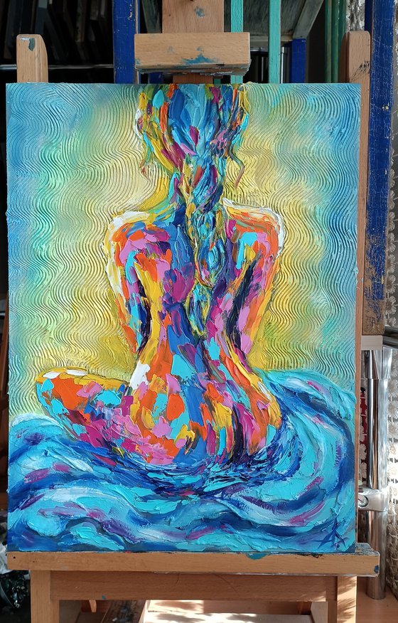 Fire - woman body, nude, erotic, body, woman, woman body, oil painting, gift for him, gift for man, nu