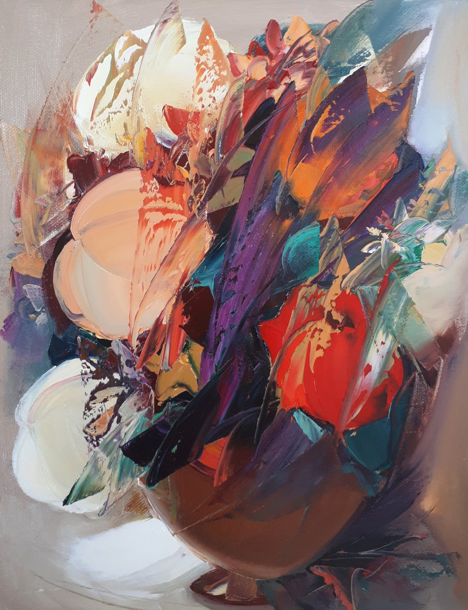 Abstract wild flowers(30x40cm, oil apinting, palette knife) by Kamo Atoyan