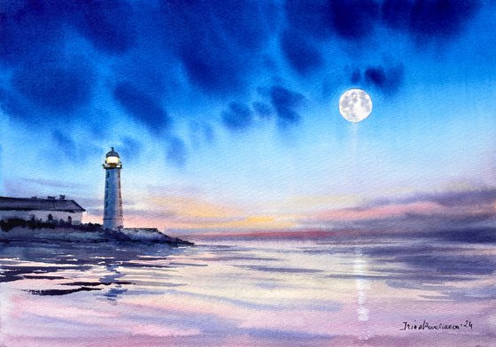 Moonlit Lighthouse Glow