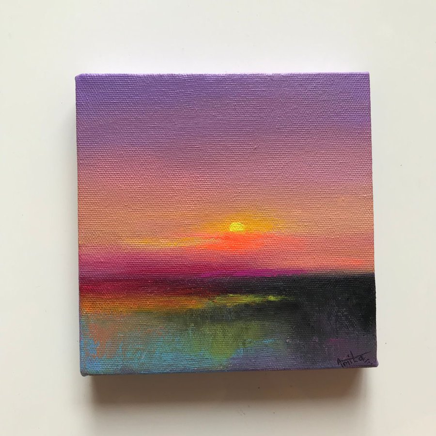 Purple Sky! Sunset Painting! Small Painting!! Ready to hang Acrylic ...