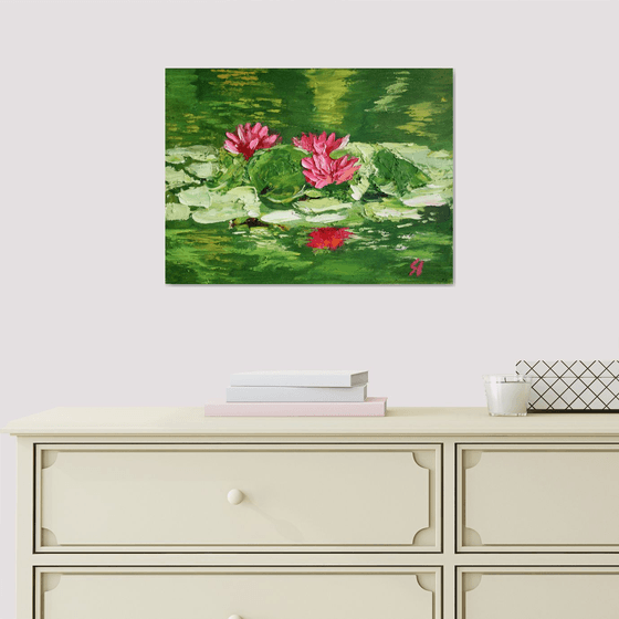 WATER LILIES, IV / ORIGINAL OIL PAINTING