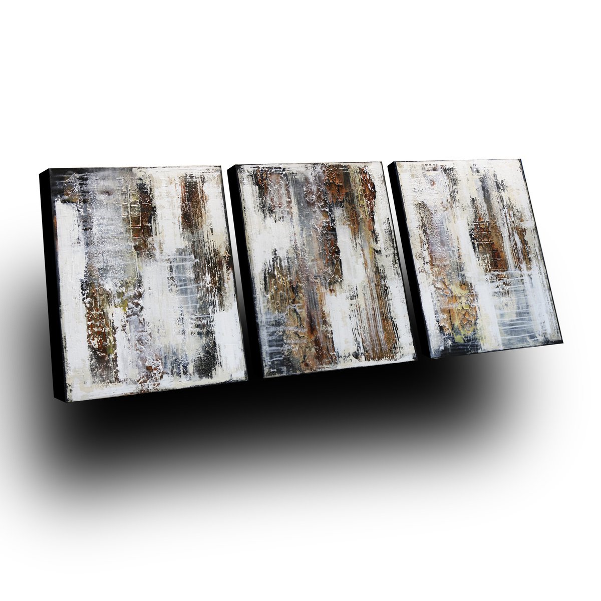 TUNDRA - ABSTRACT ACRYLIC PAINTING TEXTURED * TRIPTYCH by Inez Froehlich