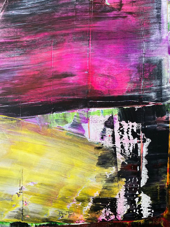 "We're All Mad Here" - Save As A Series - Original PMS Large Abstract Acrylic Painting Triptych On Canvas - 100" x 40"