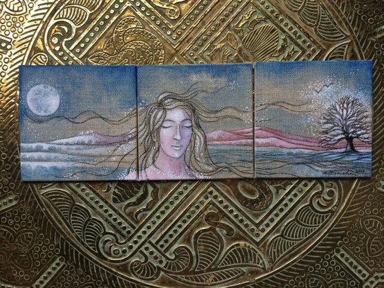 Moon, Woman, Tree (triptych)