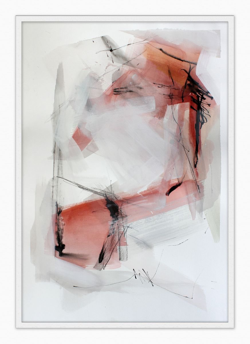 Abstract Painting By T Kyomu, 28 X 39", Ice, Original Artwork