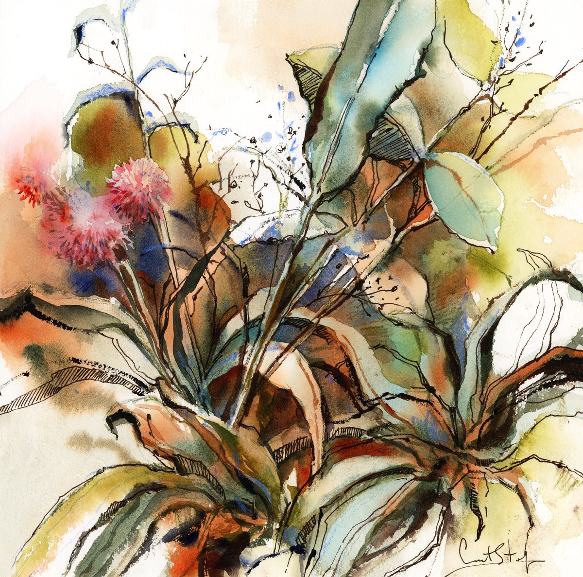 Impressionistic Animal Painting By Sophie Rodionov, 12 X 12", Florals, Original Artwork