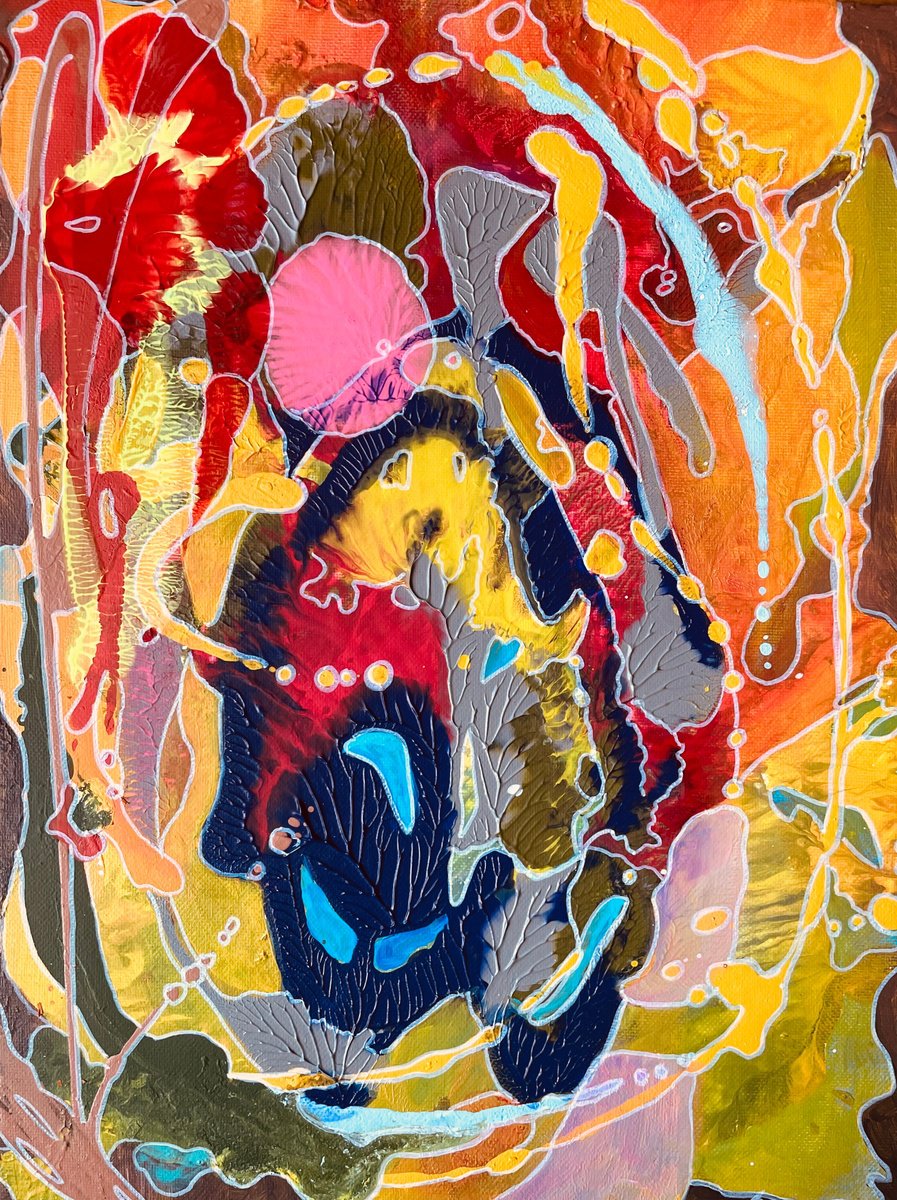 Abstract Acrylic Painting By Oksana Vasylyeva, 12 X 16", Autumn Melody, Original Artwork