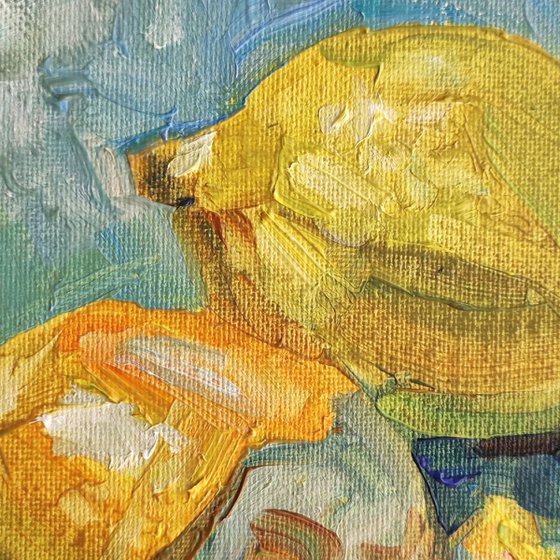 Lemons Still Life. Oil Painting